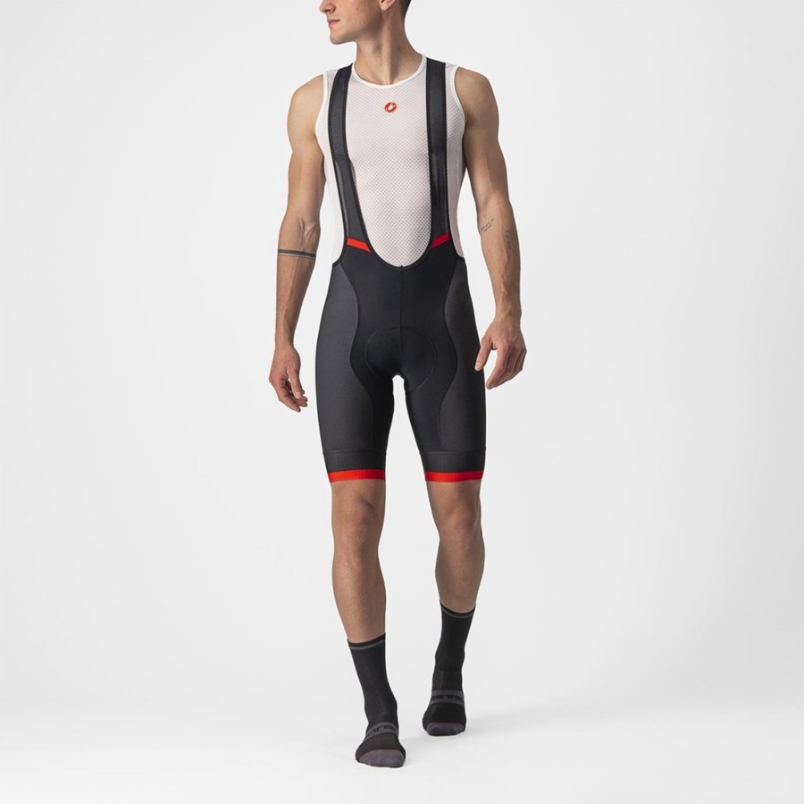 Men Castelli COMPETIZIONE KIT Bib Shorts Black / Red | KMP-935147