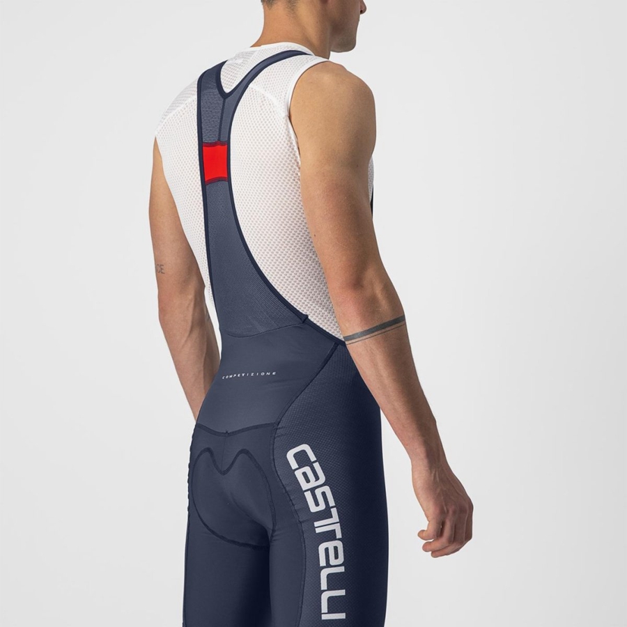 Men Castelli COMPETIZIONE KIT Bib Shorts Blue / White / Silver | XSC-573916