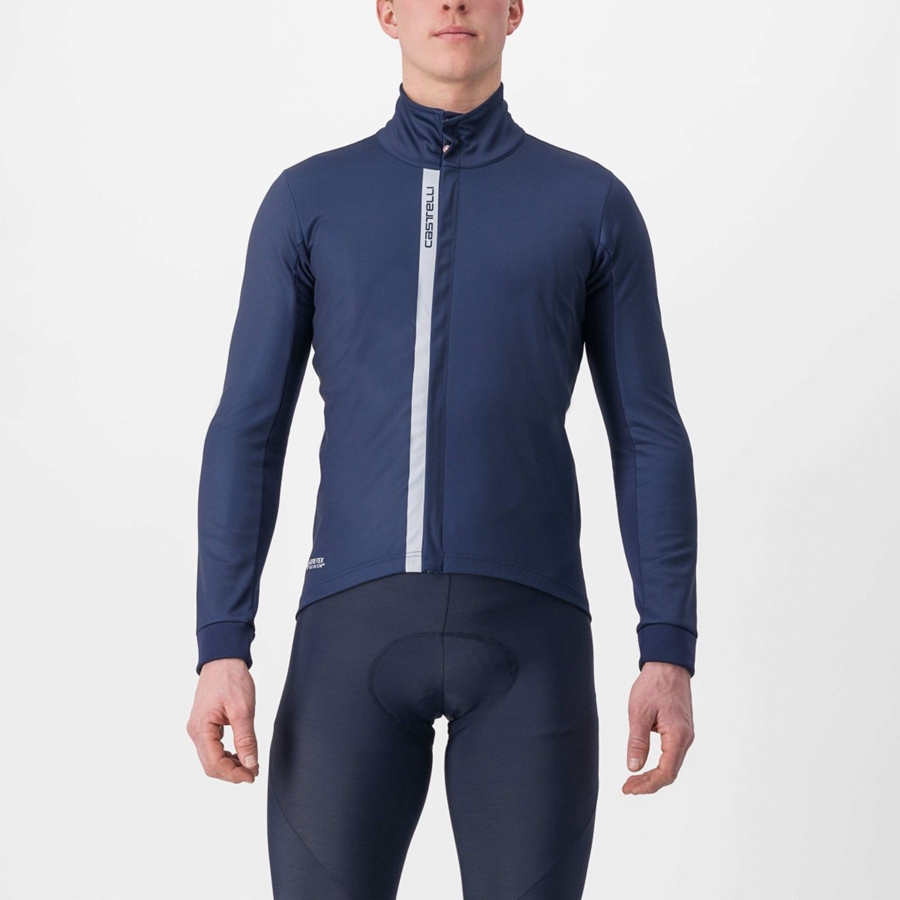 Men Castelli ENTRATA Jackets Blue / Silver | GTR-562084