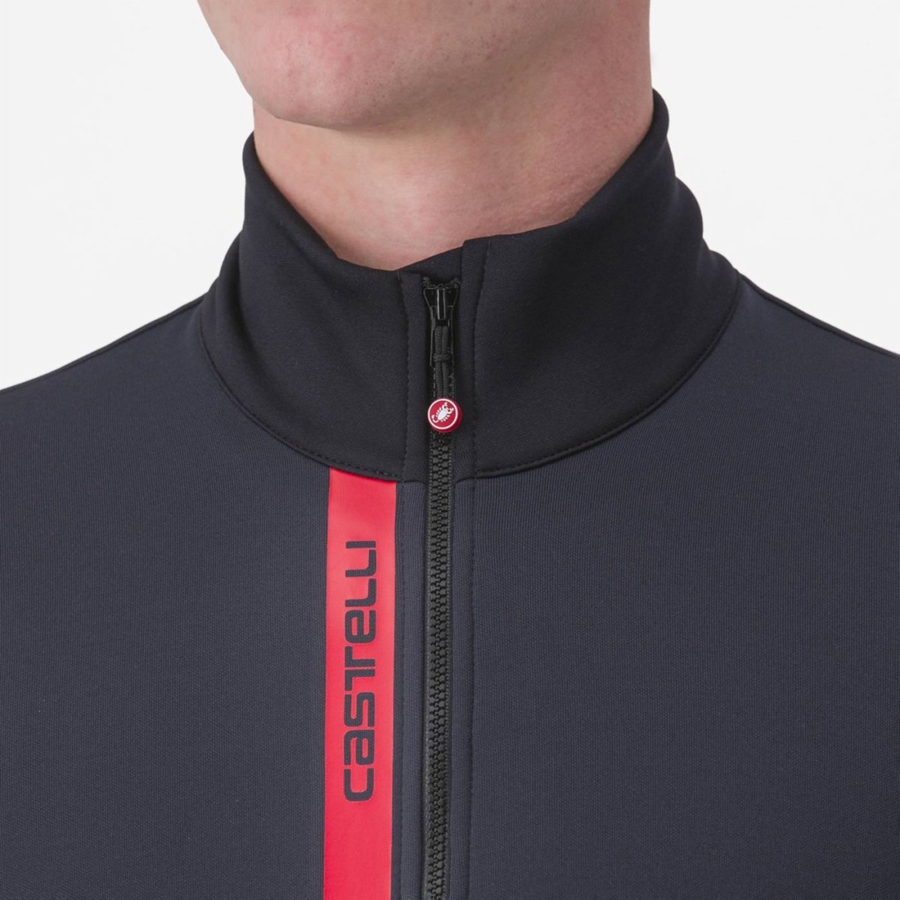 Men Castelli ENTRATA THERMAL Jersey Black / Red | DYA-738219