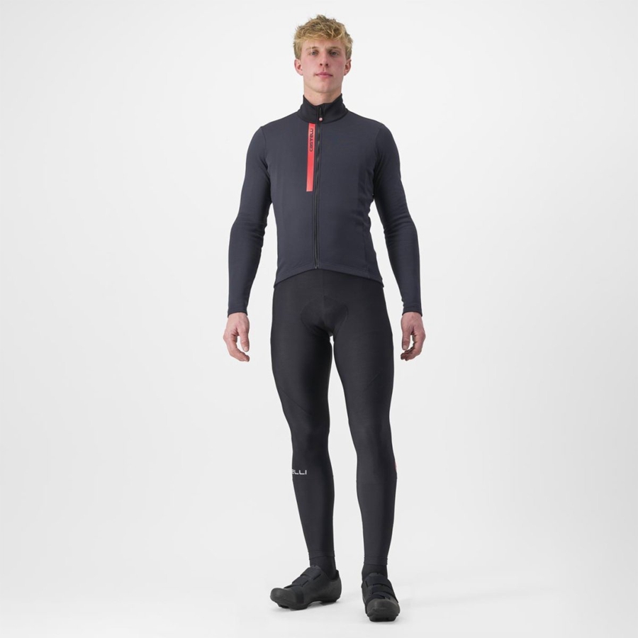 Men Castelli ENTRATA THERMAL Jersey Black / Red | DYA-738219