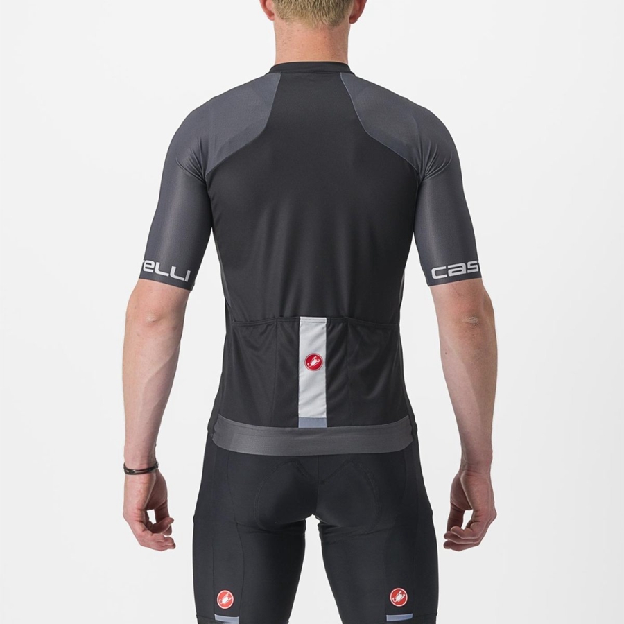 Men Castelli ENTRATA VI Jersey Black / Dark Grey / Silver | AIN-913268