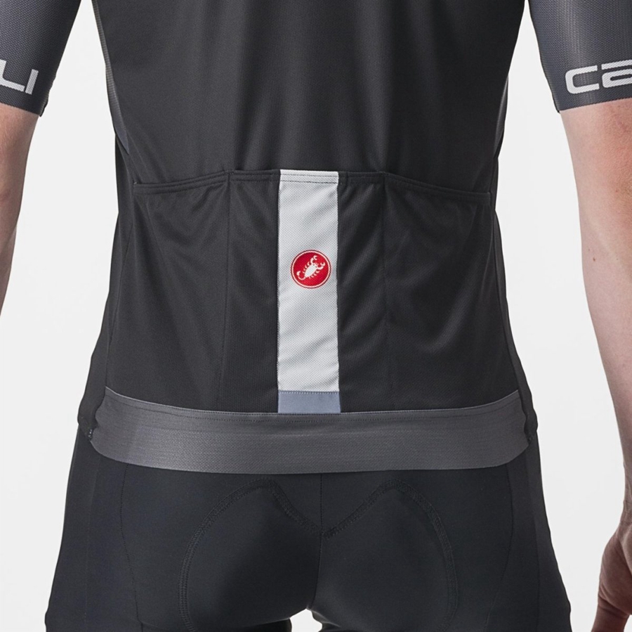 Men Castelli ENTRATA VI Jersey Black / Dark Grey / Silver | AIN-913268