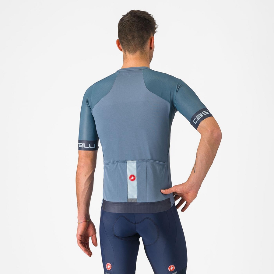 Men Castelli ENTRATA VI Jersey Light Grey Blue / Dark Grey | LGE-295830