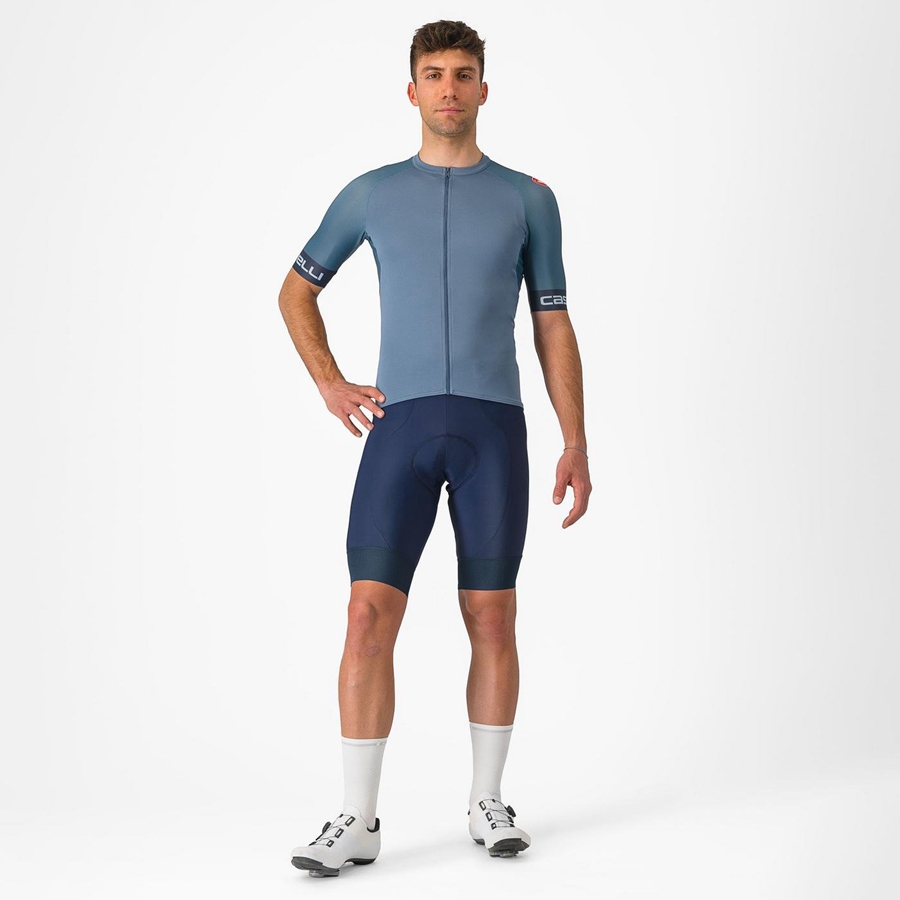 Men Castelli ENTRATA VI Jersey Light Grey Blue / Dark Grey | LGE-295830