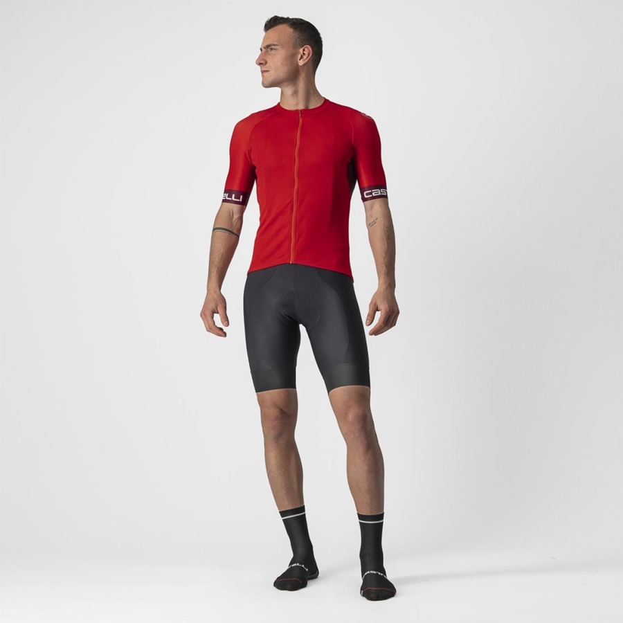 Men Castelli ENTRATA VI Jersey Red / Burgundy / White | LVW-602549