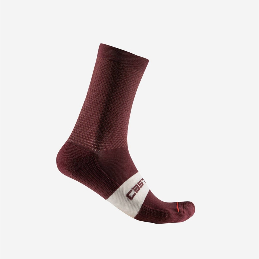 Men Castelli ESPRESSO 15 Socks Deep Burgundy | PGI-509678