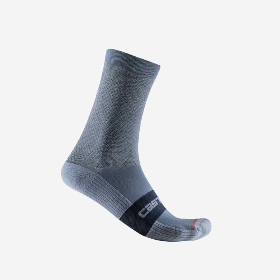 Men Castelli ESPRESSO 15 Socks Light Grey Blue | PIF-160924