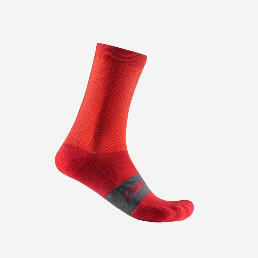 Men Castelli ESPRESSO 15 Socks Red | HWA-851604