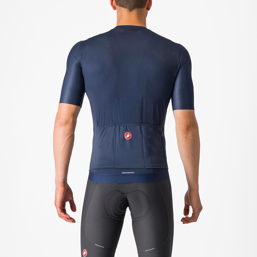 Men Castelli ESPRESSO Jersey Blue / Silver | BNS-615409