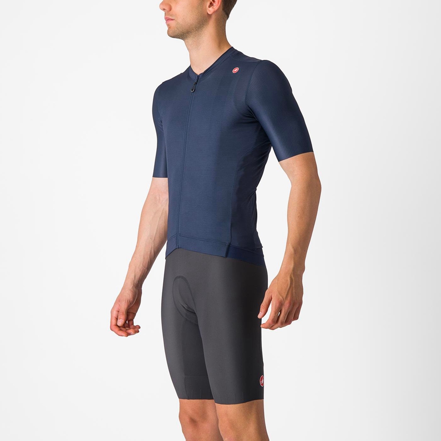 Men Castelli ESPRESSO Jersey Blue / Silver | BNS-615409