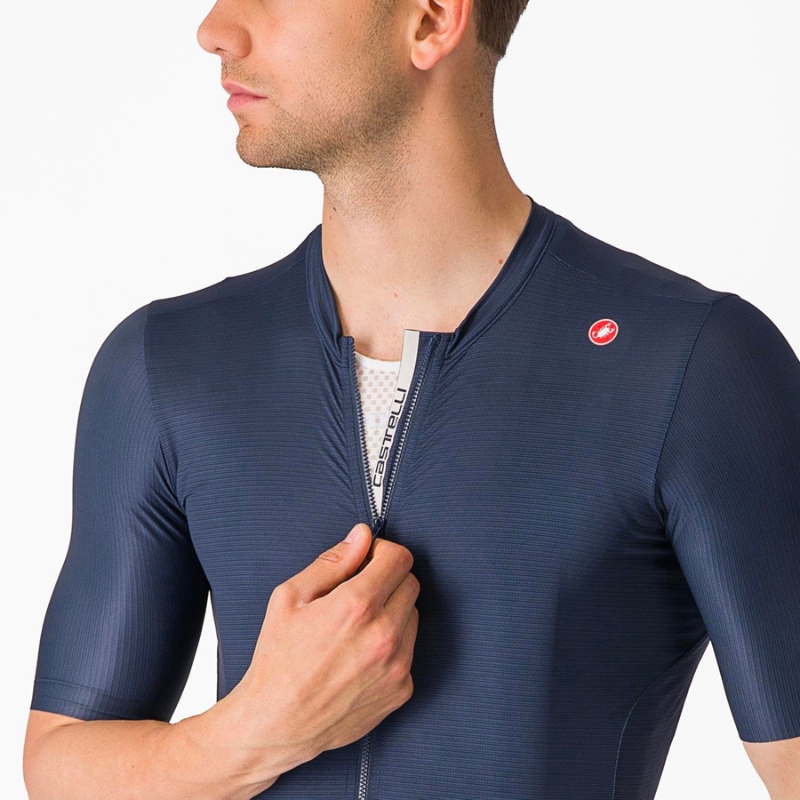 Men Castelli ESPRESSO Jersey Blue / Silver | BNS-615409