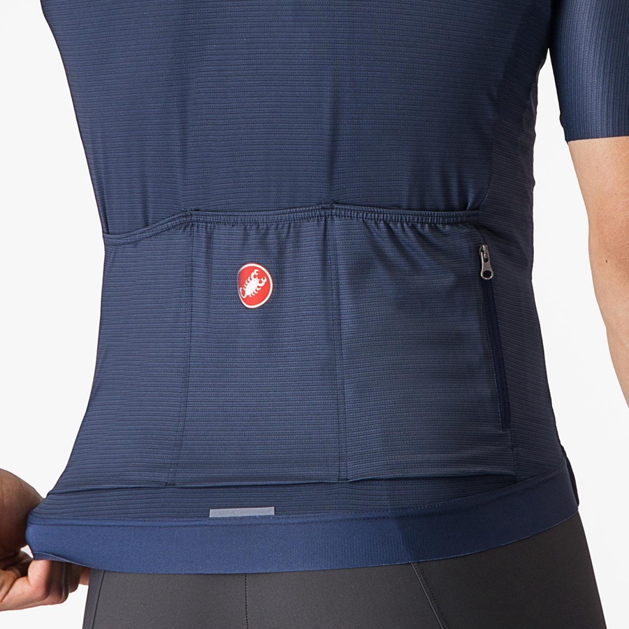 Men Castelli ESPRESSO Jersey Blue / Silver | BNS-615409