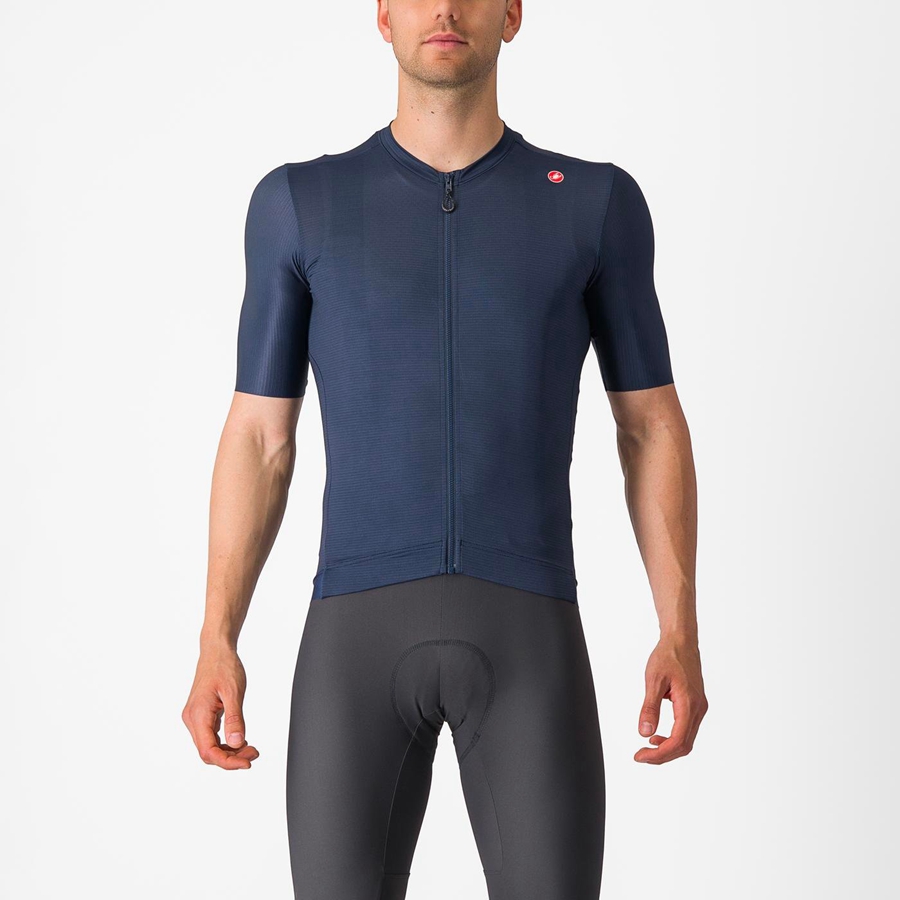 Men Castelli ESPRESSO Jersey Blue / Silver | BNS-615409