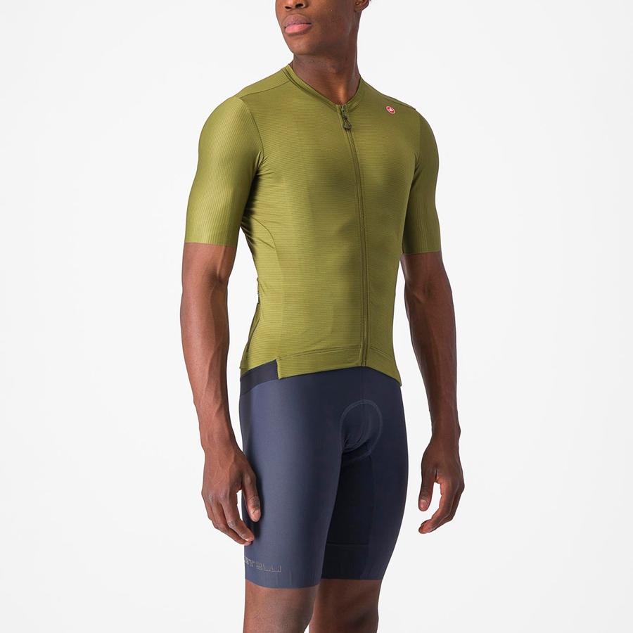 Men Castelli ESPRESSO Jersey Olive / Light Green | ZSH-719243