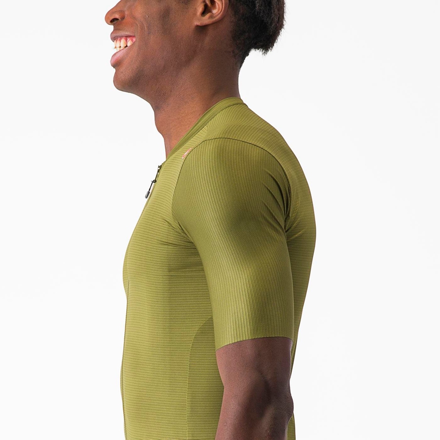 Men Castelli ESPRESSO Jersey Olive / Light Green | ZSH-719243