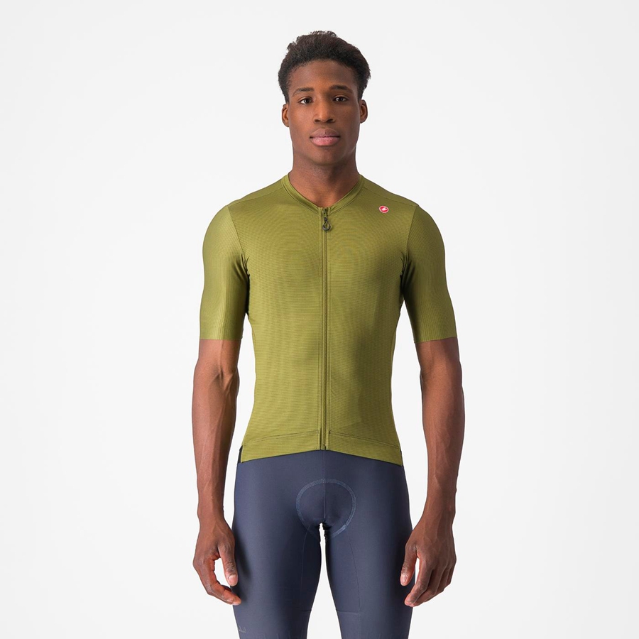 Men Castelli ESPRESSO Jersey Olive / Light Green | ZSH-719243