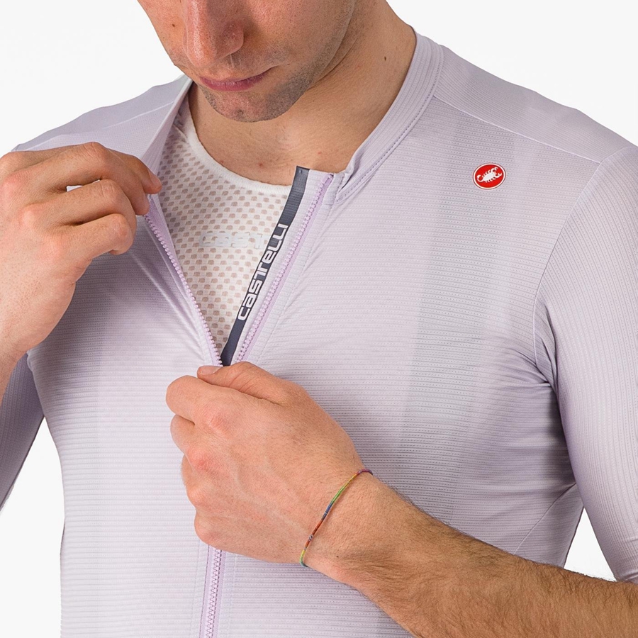 Men Castelli ESPRESSO Jersey Purple White / Dark Grey | QES-895203