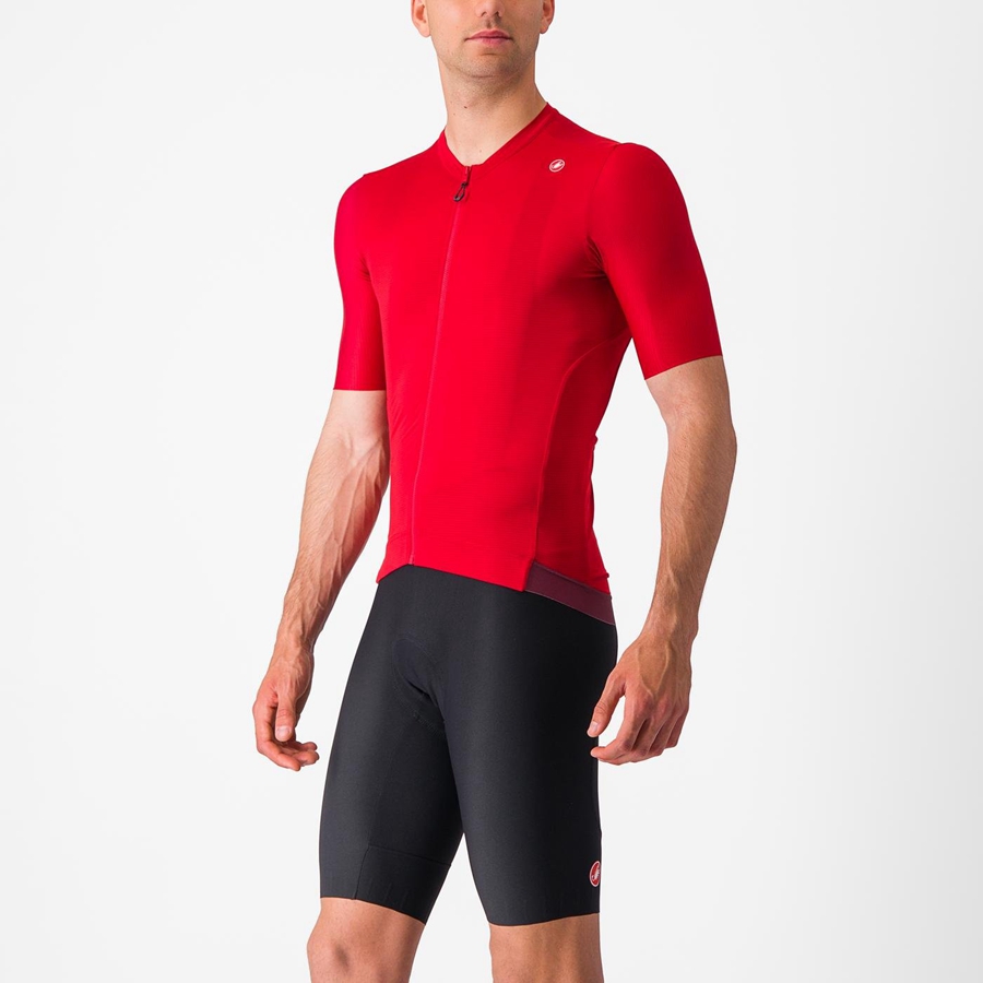 Men Castelli ESPRESSO Jersey Red / Deep Burgundy | JVH-750642