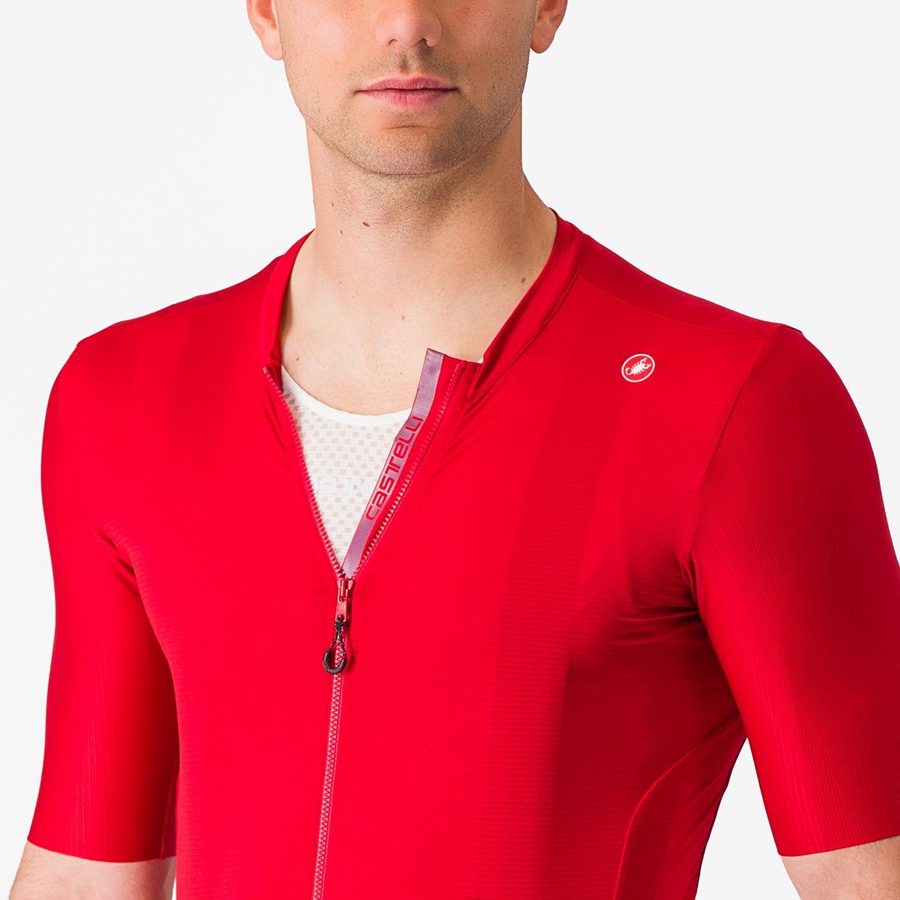 Men Castelli ESPRESSO Jersey Red / Deep Burgundy | JVH-750642