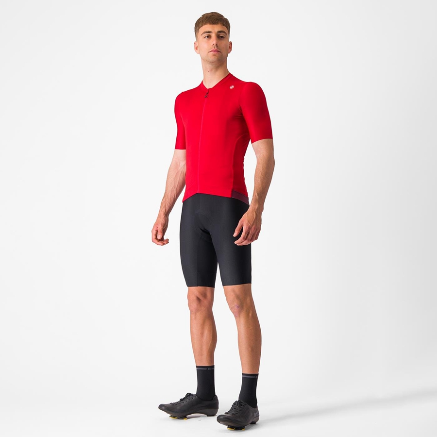 Men Castelli ESPRESSO Jersey Red / Deep Burgundy | JVH-750642