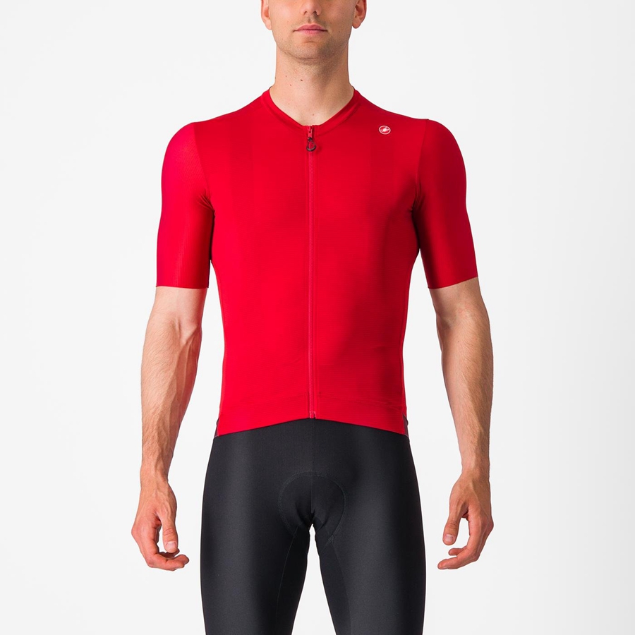 Men Castelli ESPRESSO Jersey Red / Deep Burgundy | JVH-750642