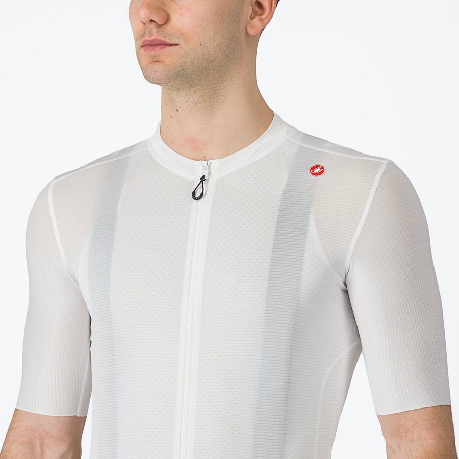 Men Castelli ESPRESSO Jersey White / Dark Grey | DSK-591324