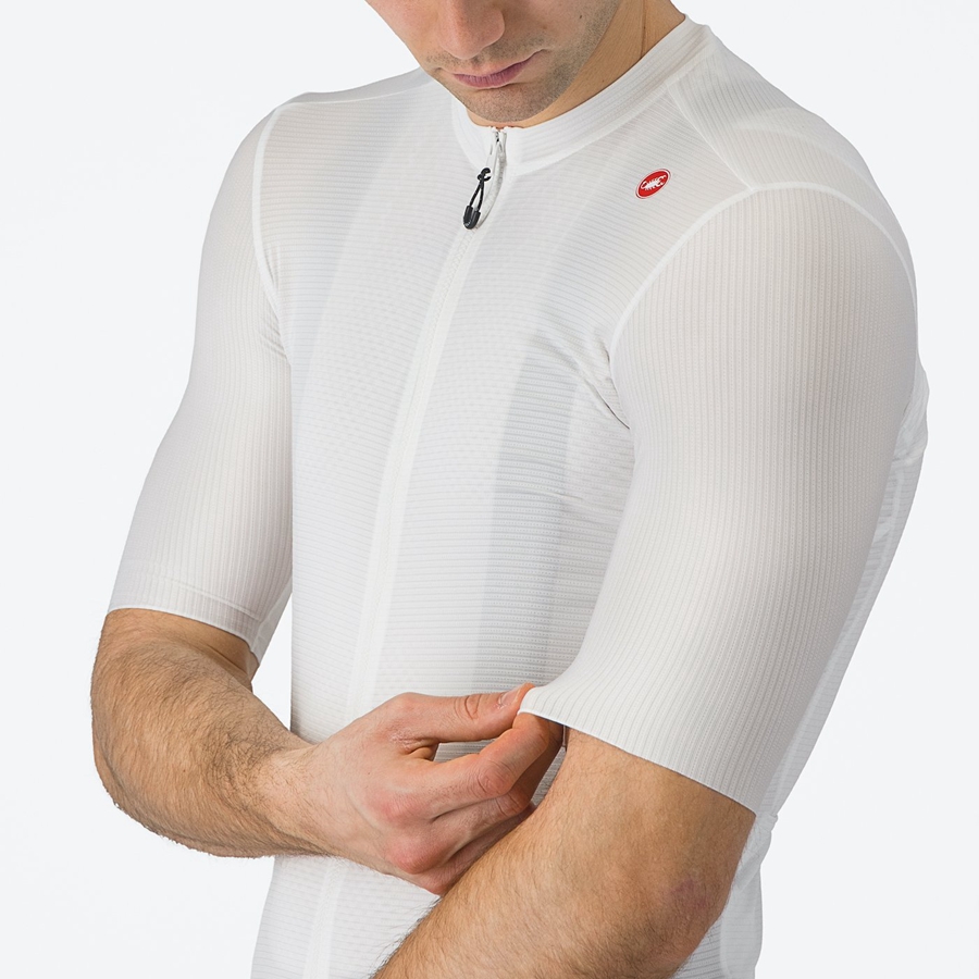 Men Castelli ESPRESSO Jersey White / Dark Grey | DSK-591324