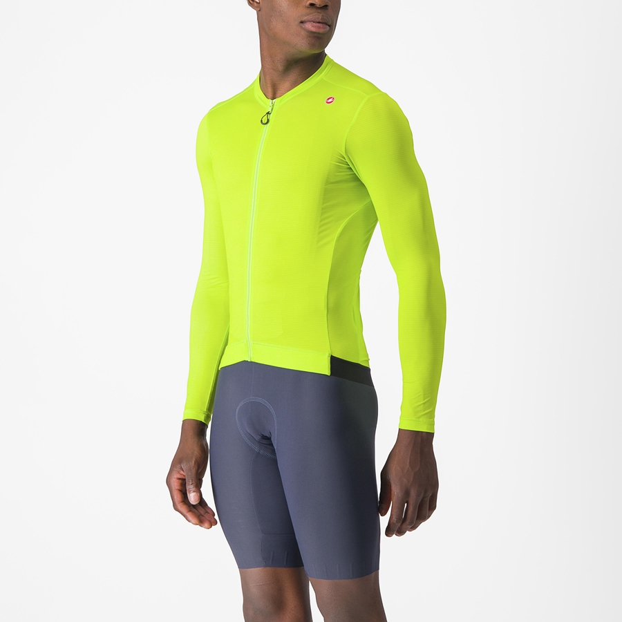 Men Castelli ESPRESSO LS Jersey Light Green / Deep Green | KFZ-867091