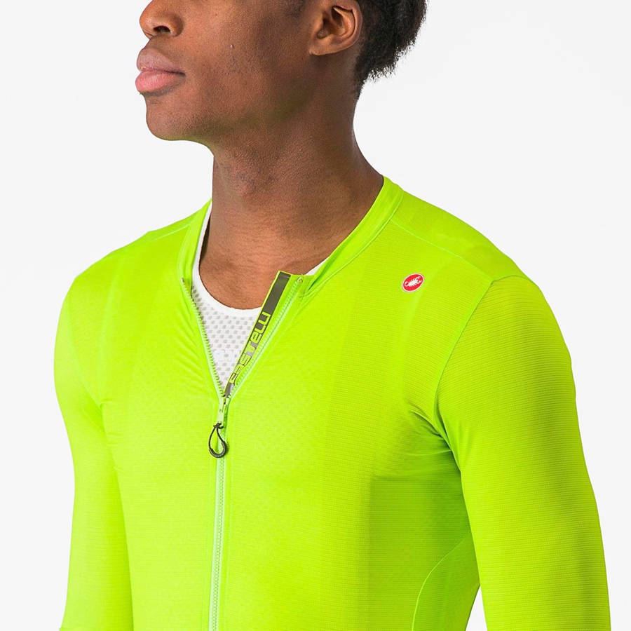 Men Castelli ESPRESSO LS Jersey Light Green / Deep Green | KFZ-867091