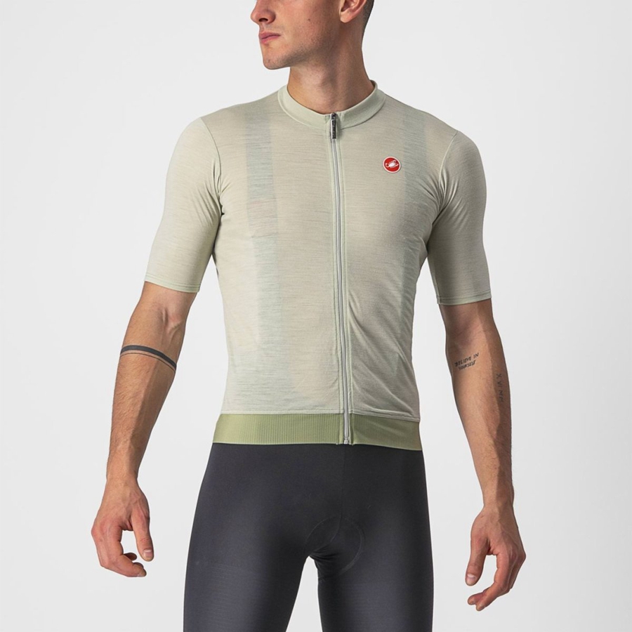 Men Castelli ESSENZA Jersey Green | YOM-521760