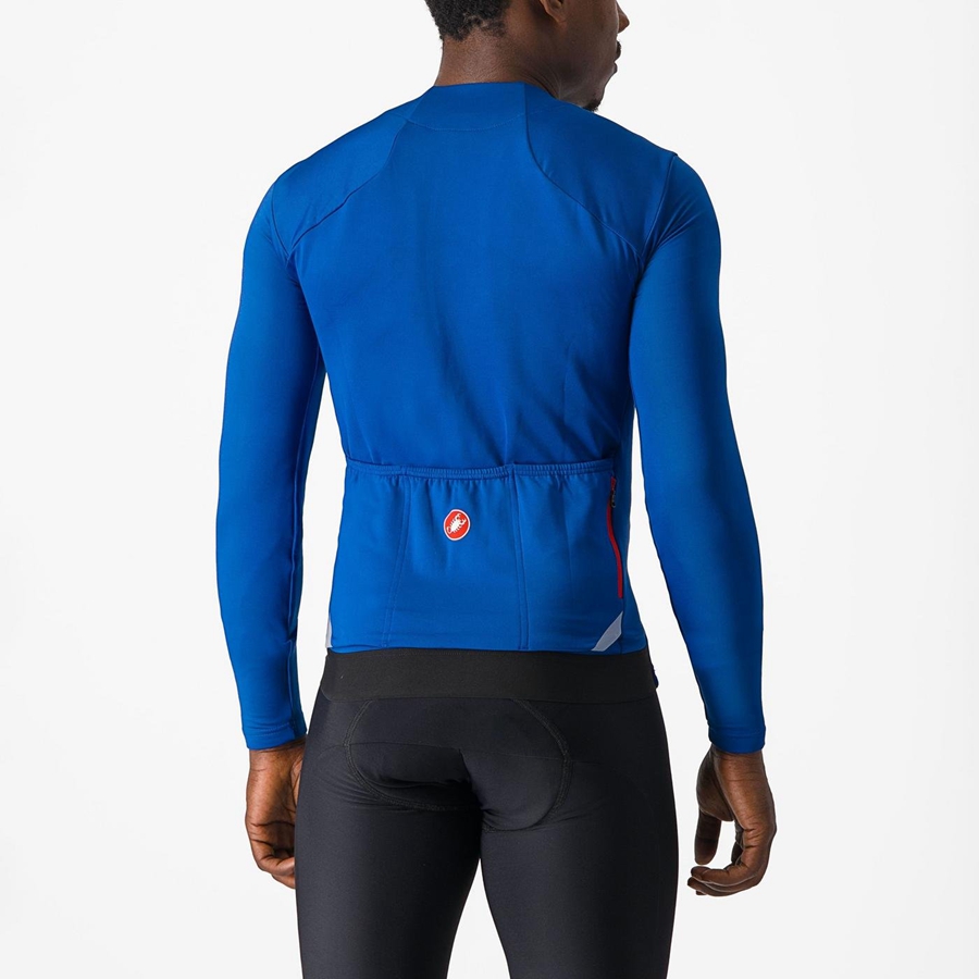 Men Castelli FLY LS Jersey Blue | OFE-726513