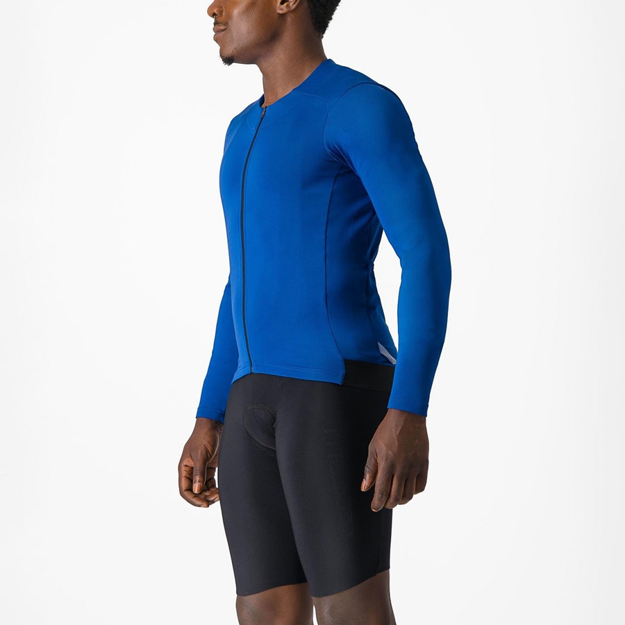 Men Castelli FLY LS Jersey Blue | OFE-726513