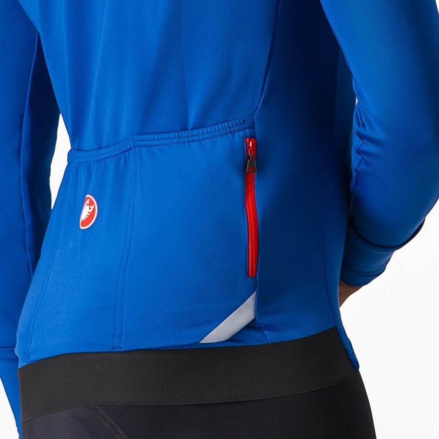 Men Castelli FLY LS Jersey Blue | OFE-726513