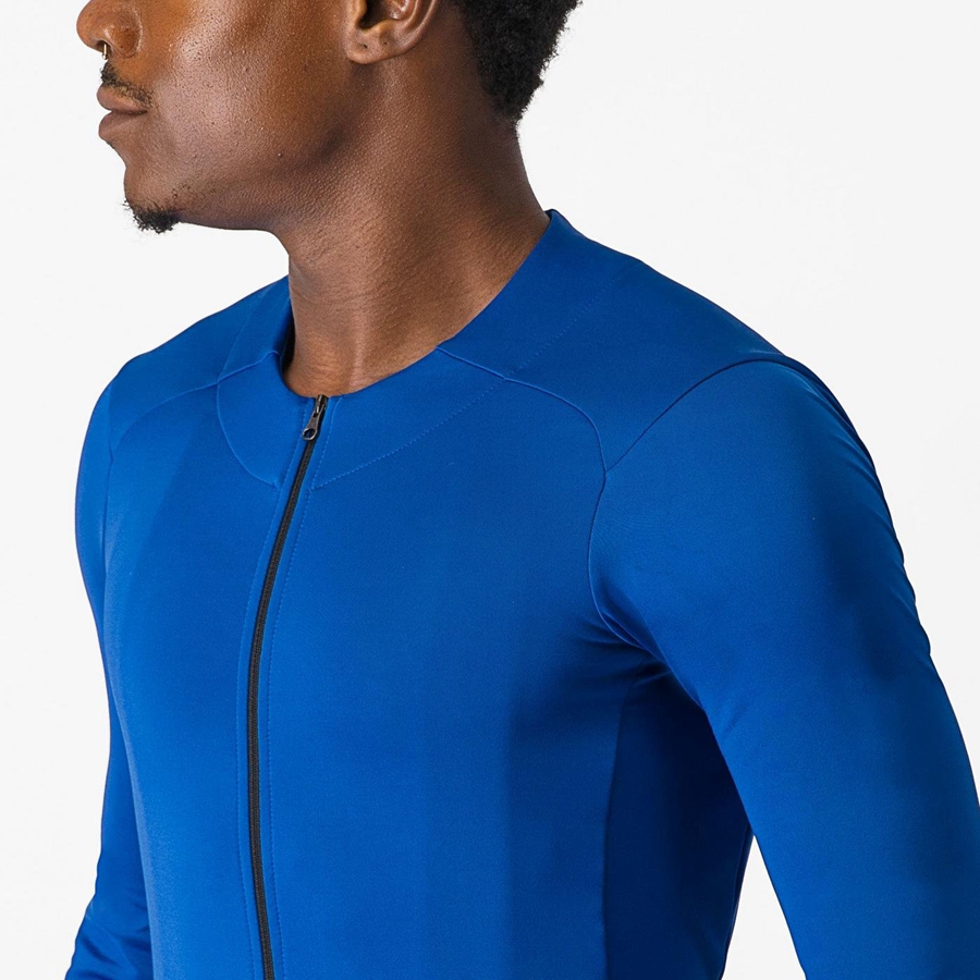 Men Castelli FLY LS Jersey Blue | OFE-726513