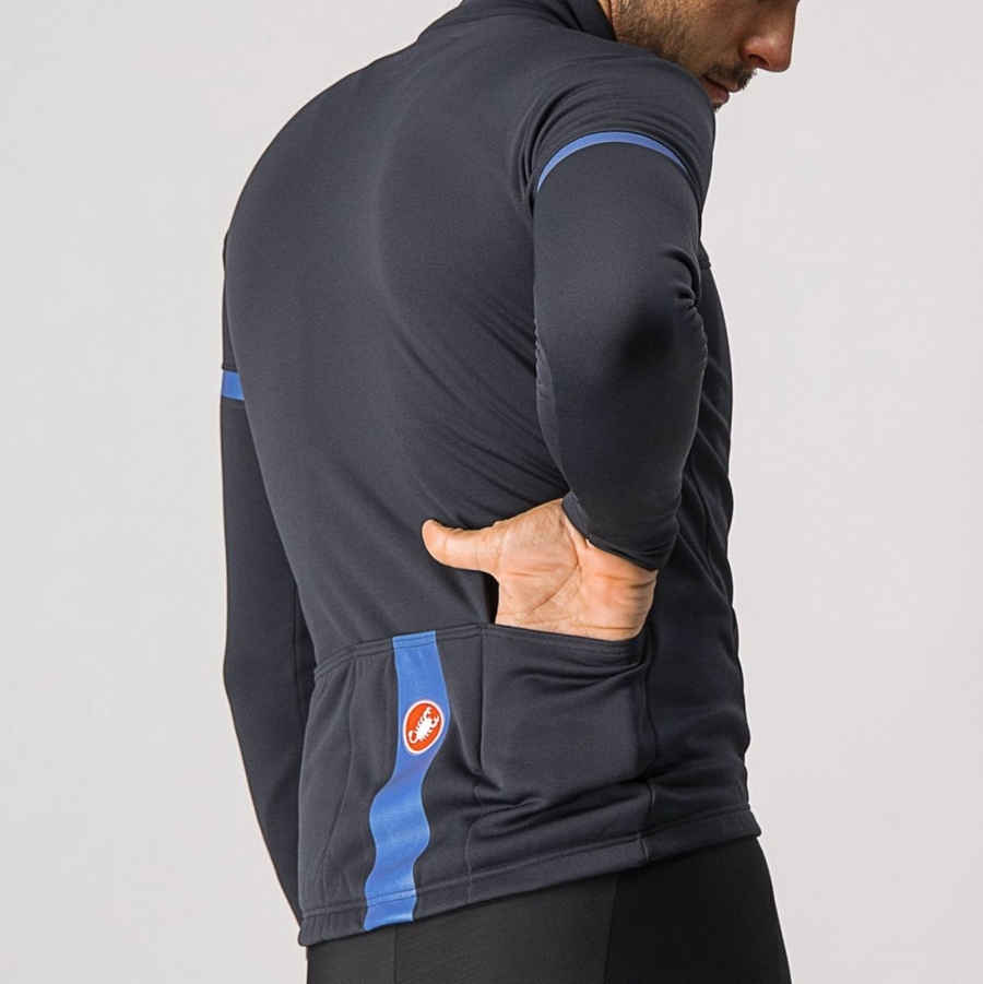 Men Castelli FONDO 2 FZ Jersey Black / Blue | ZBF-934086