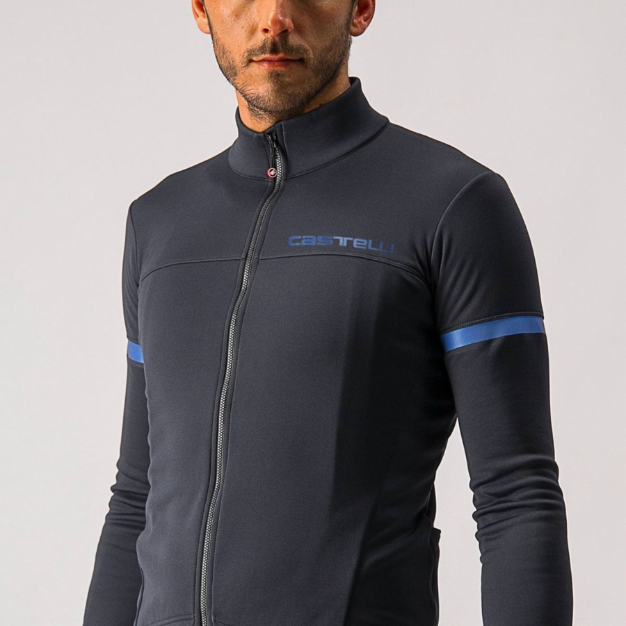 Men Castelli FONDO 2 FZ Jersey Black / Blue | ZBF-934086