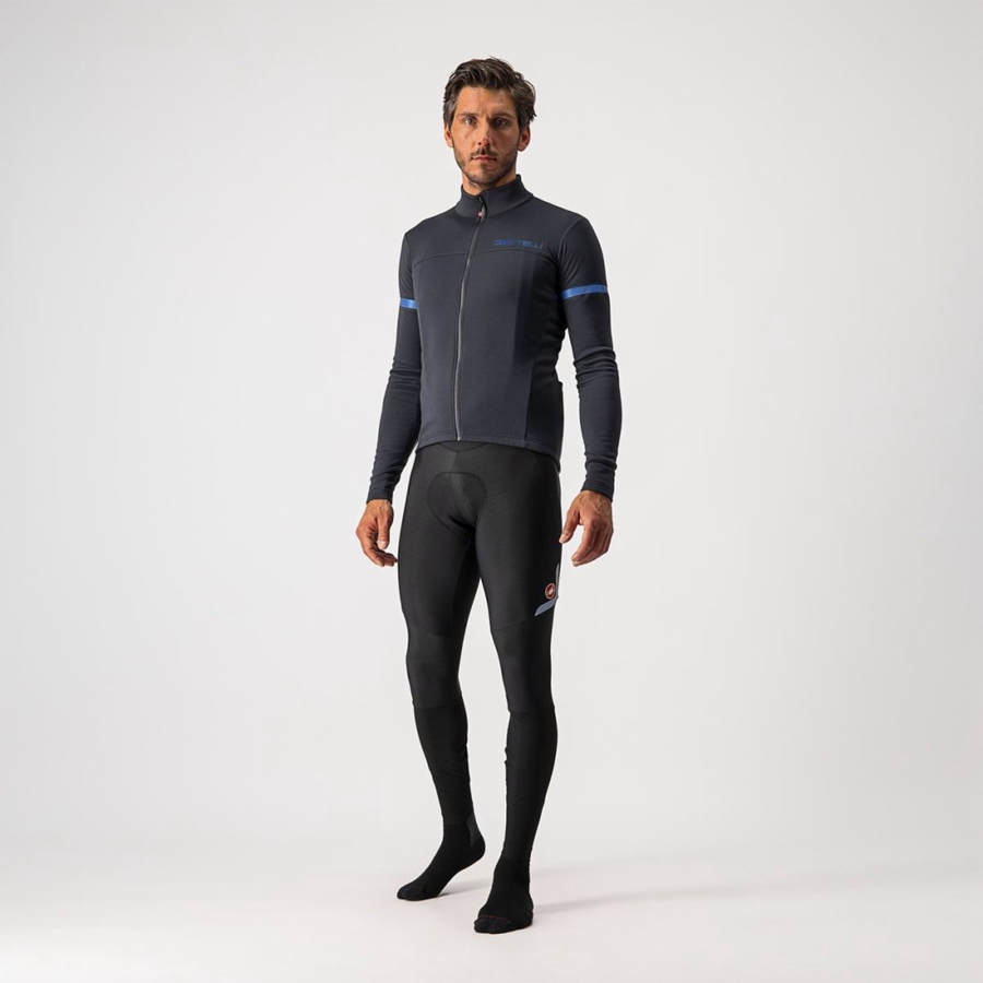 Men Castelli FONDO 2 FZ Jersey Black / Blue | ZBF-934086