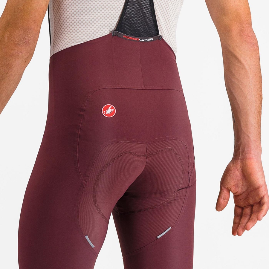 Men Castelli FREE AERO RC CLASSIC Bib Shorts Deep Burgundy / White | VXG-804132