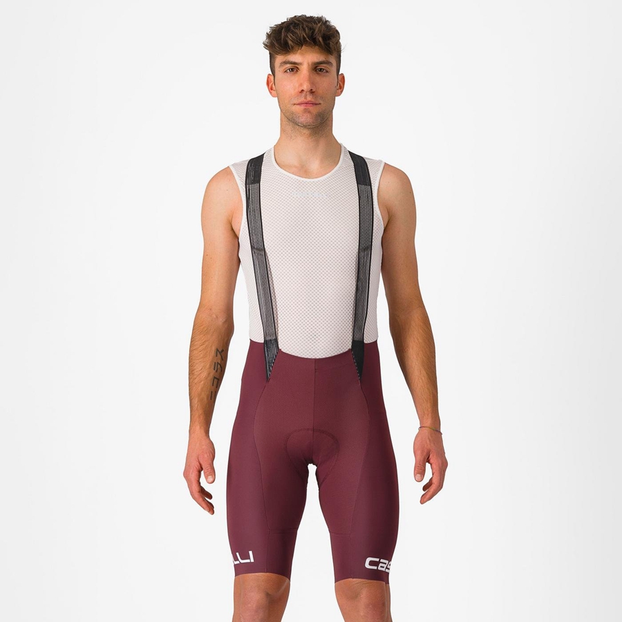 Men Castelli FREE AERO RC CLASSIC Bib Shorts Deep Burgundy / White | VXG-804132