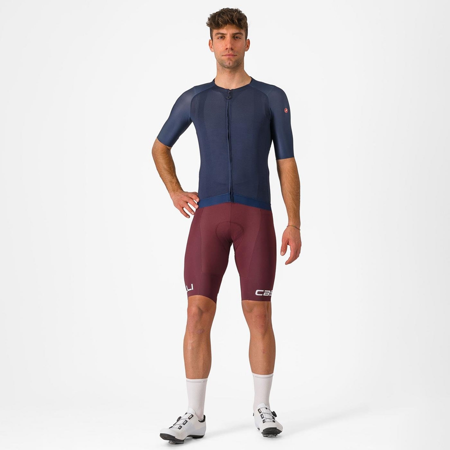 Men Castelli FREE AERO RC CLASSIC Bib Shorts Deep Burgundy / White | VXG-804132