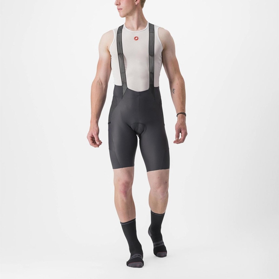 Men Castelli FREE UNLIMITED Bib Shorts Dark Grey | JLE-287391