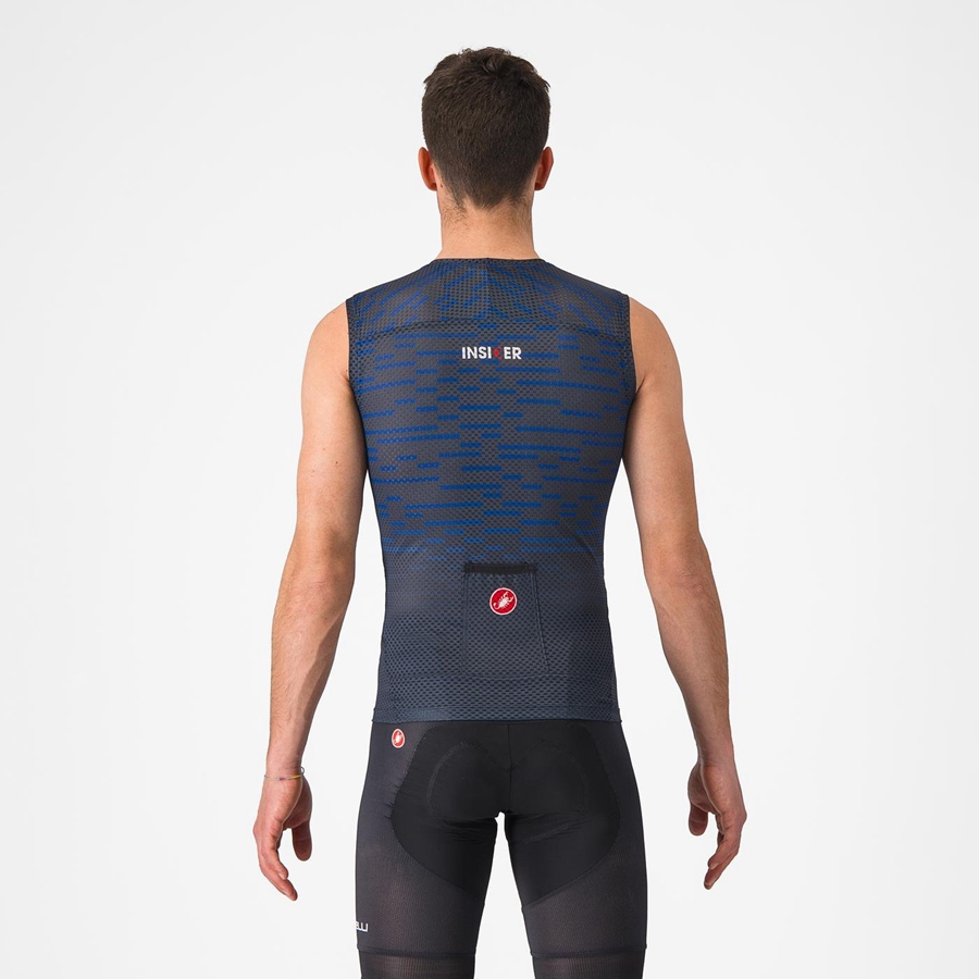 Men Castelli INSIDER SLEEVELESS Jersey Blue | TIF-827435