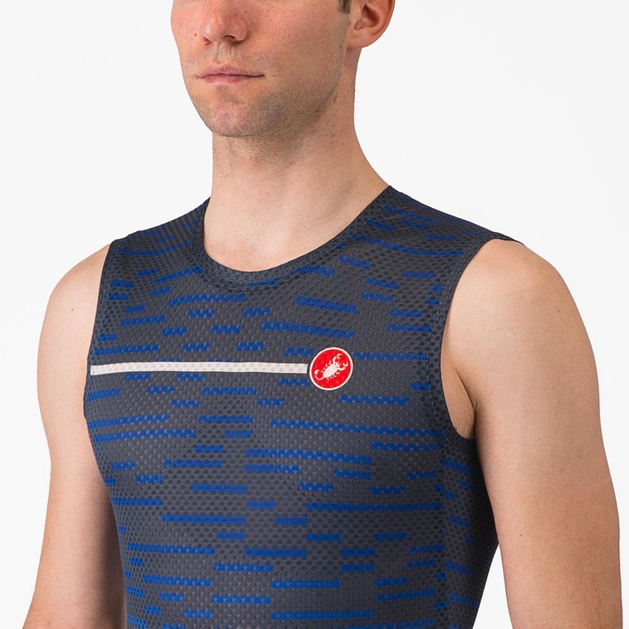 Men Castelli INSIDER SLEEVELESS Jersey Blue | TIF-827435