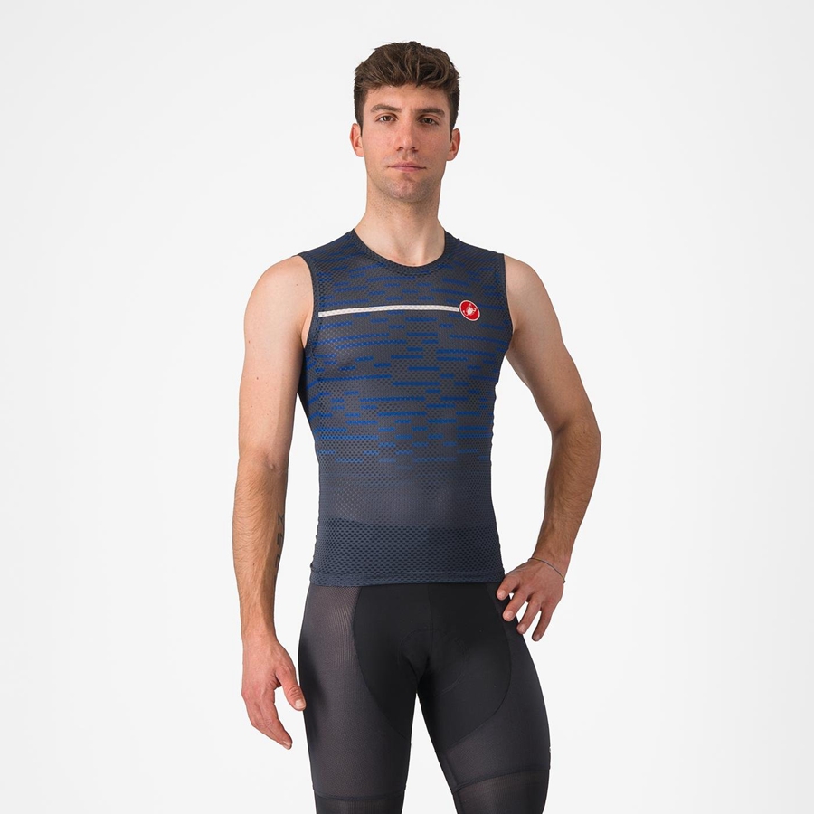 Men Castelli INSIDER SLEEVELESS Jersey Blue | TIF-827435