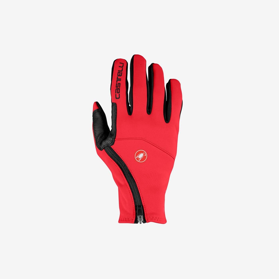 Men Castelli MORTIROLO Gloves Red | SLU-215704