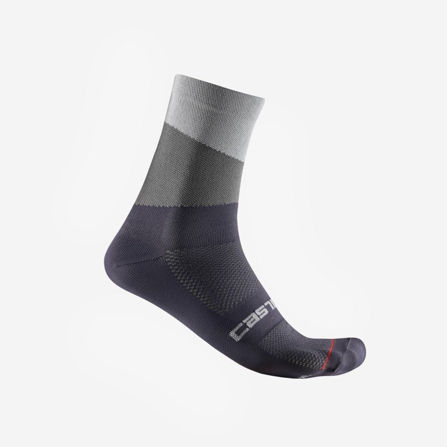 Men Castelli ORIZZONTE 15 Socks Silver Grey / Dark Grey | REG-087123