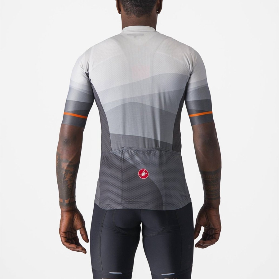 Men Castelli ORIZZONTE Jersey Dark Grey / Silver Grey | DTJ-541082