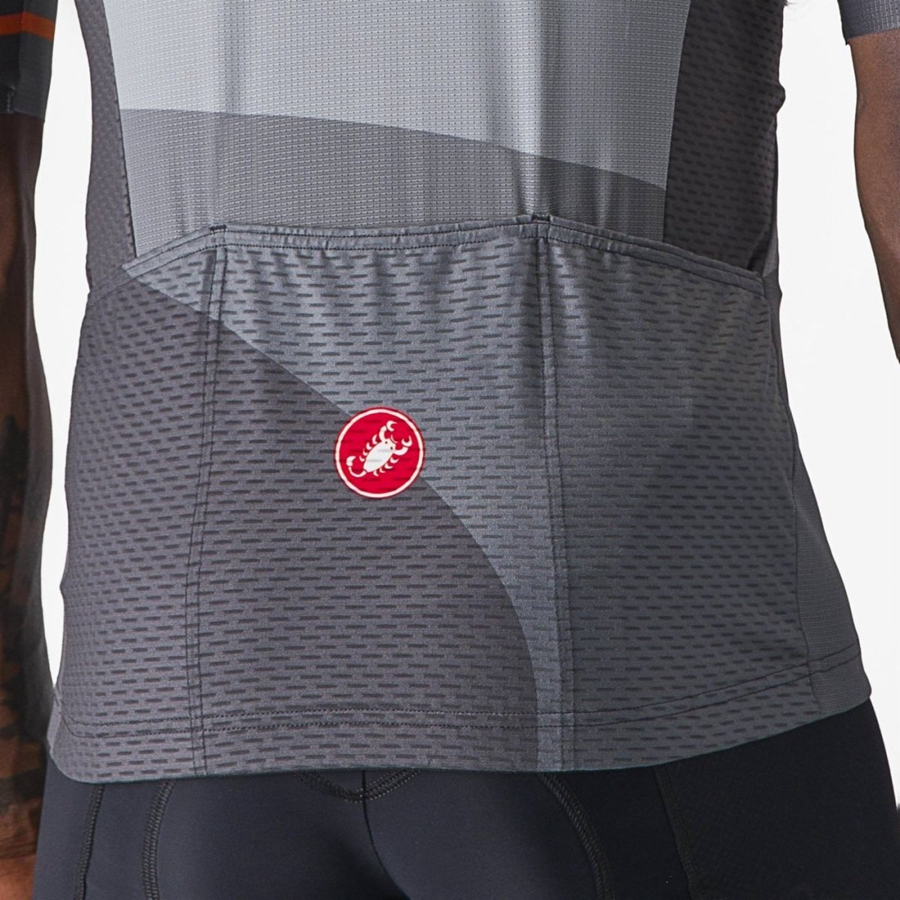 Men Castelli ORIZZONTE Jersey Dark Grey / Silver Grey | DTJ-541082