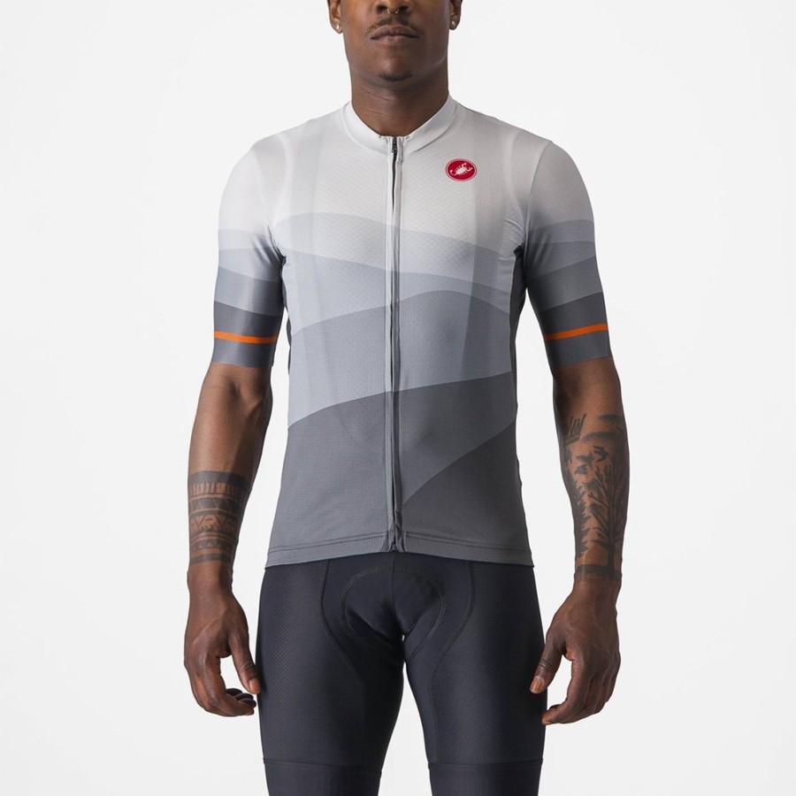 Men Castelli ORIZZONTE Jersey Dark Grey / Silver Grey | DTJ-541082